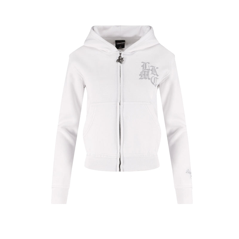 Distressed Zip Hoodie White (Female version)