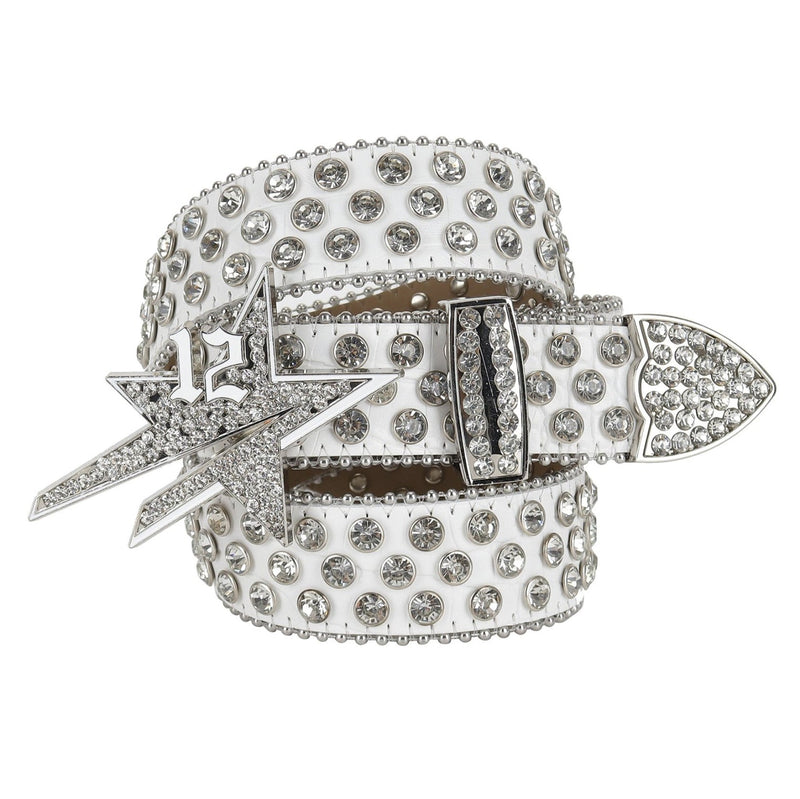 Diamonds Star Belt White
