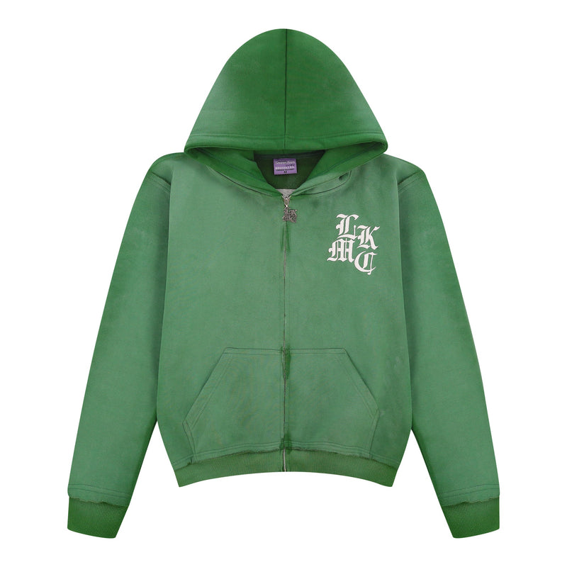 Distressed Zip Hoodie Green (limited edition)